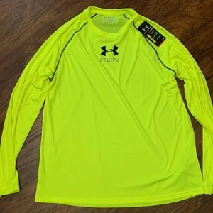 Men’s Under Armour long sleeve heat gear neon yellow shirt
